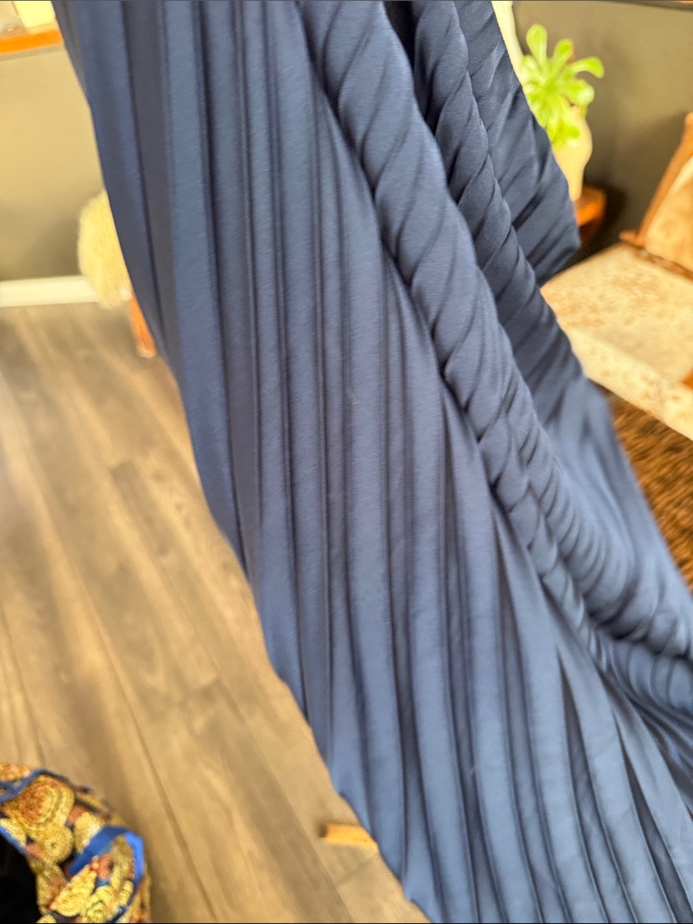 J.Crew Navy Blue Satin Accordion Pleated Midi Skirt Size M - Picture 8 of 10